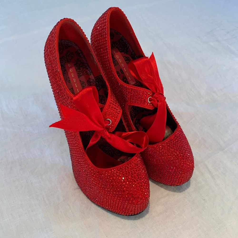 Red bedazzled high heels 6
